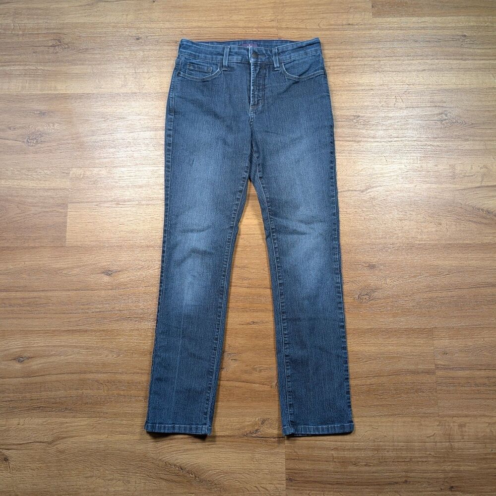 NYDJ Sheri Slim Jeans Womens Size 4P 4 Petite Blue Stretch Embellished Pockets